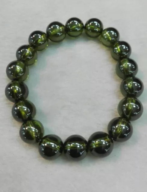 Bracelet Green Naga Eye Gem Talisman Jewelry Thai Buddha Amulet Beads Size 10mm.