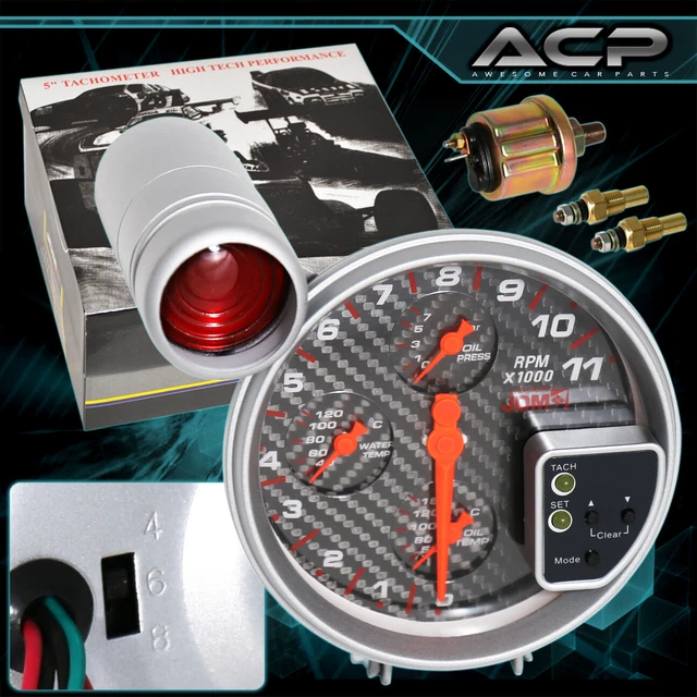 For Pontiac Eagle 11K RPM Turbo Super Charger Tachometer 5" Gauge Cluster 4-In-1