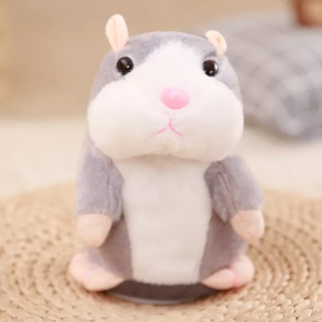 Talking Hamster Repeats What You Say Electronic Plush Toy Gray USB Charge