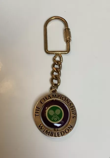 Official WIMBLEDON 1998 Gold Coloured Circle Spinning Tennis Keyring Good Cond 2