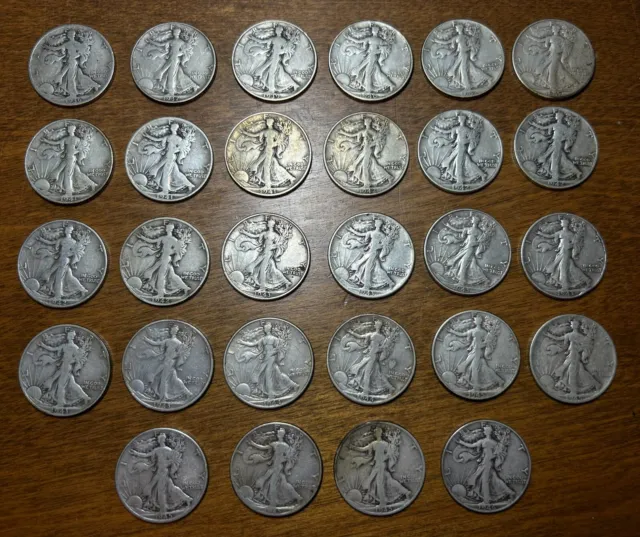 Walking Liberty Silver Half Dollar Lot, 28 Coin Collection 1936-1946