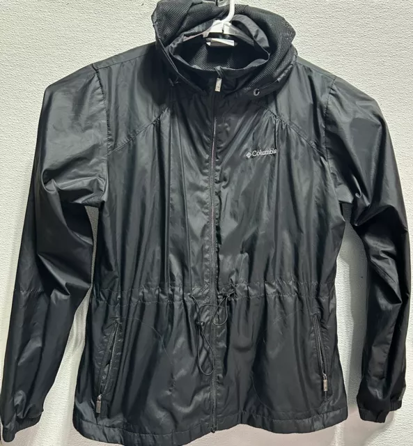 Columbia Men’s Windbreaker Rain Jacket Hooded Black Size XL