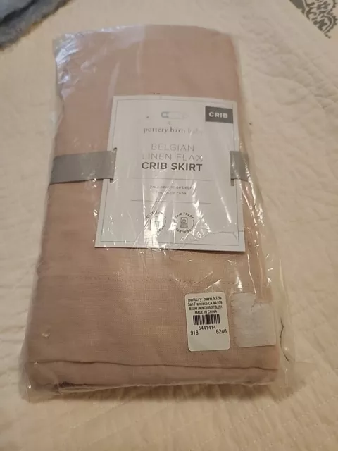 NWT Pottery Barn Kids Baby Belgian Linen Flax Crib Skirt Blush Pink Girl PB KIDS