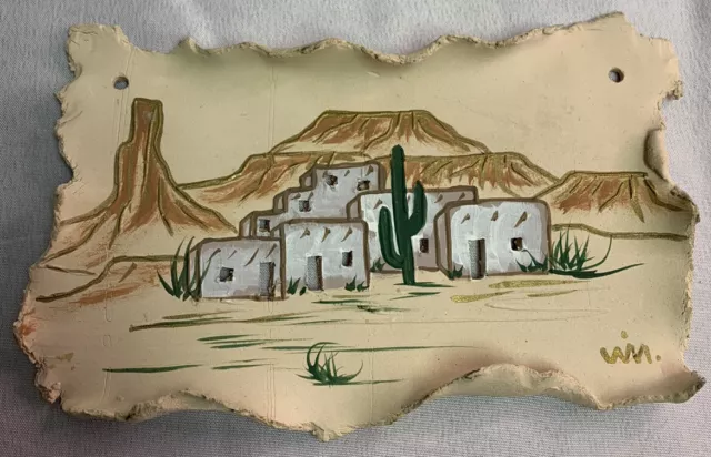 Hand Painted Desert Wall Hanging Cactus Mountains