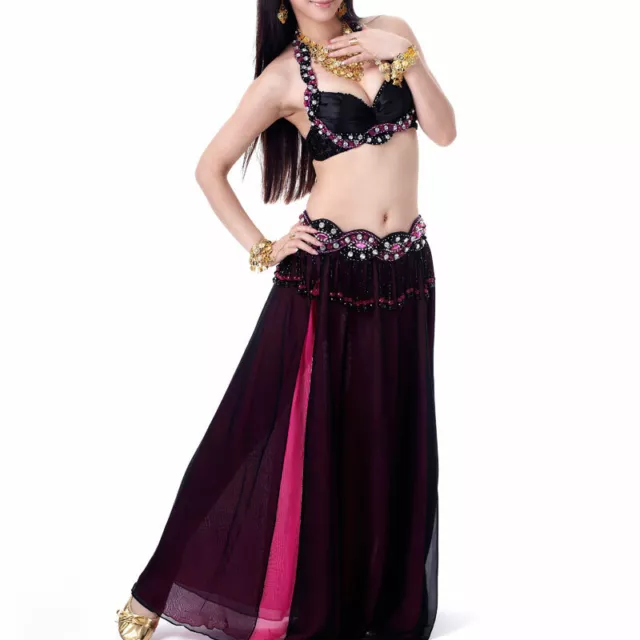 C922  Profi Bauchtanz Kostüm 2 Teile  BH und Gürtel  Belly Dance Tribal Fusion 2