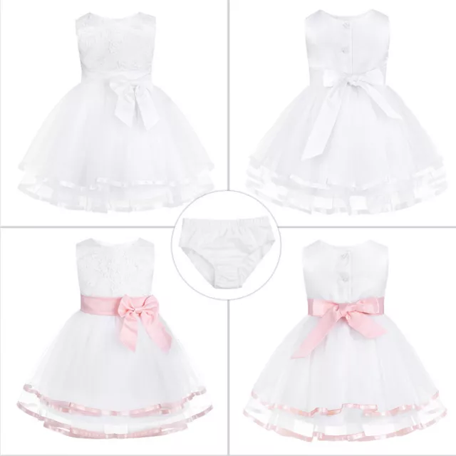 Newborn Tulle Christening Baby Princess Girls Dress Wedding Baptism Kids Clothes