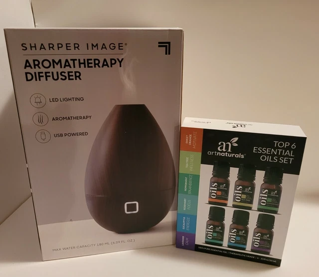 Sharper Image Essential Oil Aromatherapy Mist Diffuser & 6pc Oil Pack Combo