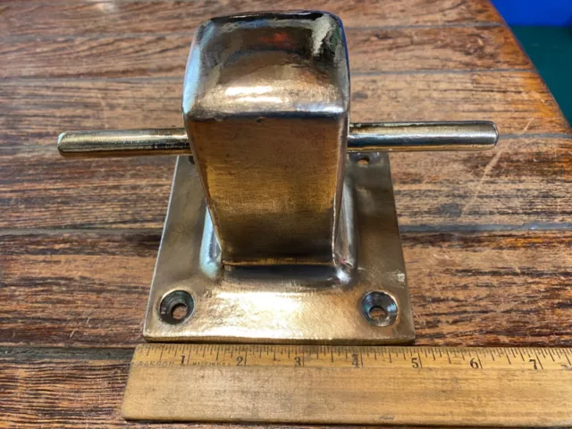 Vintage Polished Bronze Mooring Bitt, Sampson Post/Bollard, Cleat 5" Base