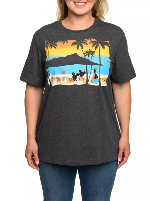 Mickey Minnie Mouse T-Shirt Sunset Womens Plus Size Disney Goofy Daisy Donald