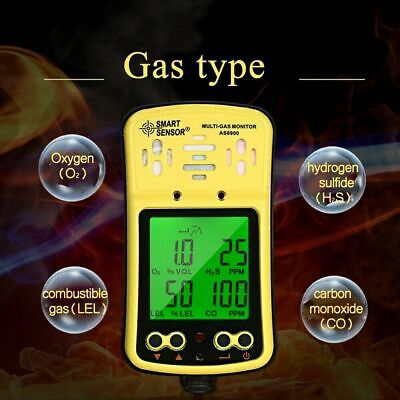 AS8900 Multi Gas Detector Monitor 4 in 1 O2 H2S CO Combustible gas leakage meter