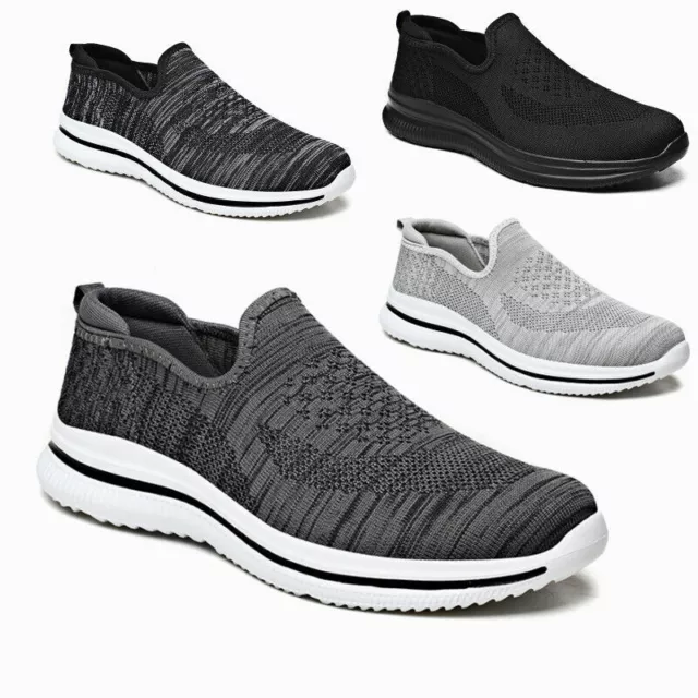 Mens Slip On Wide Fit Memory Foam Casual Walking Gym Sports Trainers Shoes Size