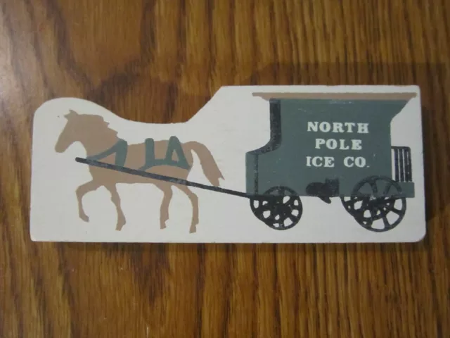 Horse Drawn North Pole Ice Co. Wagon Accessory Cat's Meow Village Wood Retired