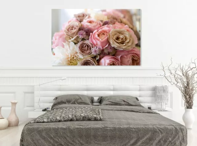 Peony Flowers Bouquet Framed Canvas home wall Picture Art choose your size