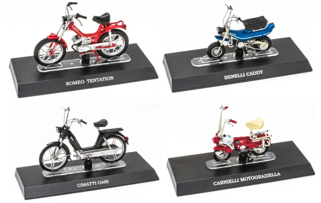Lot de 4 Mobylettes Italiennes 1/18 Leo Models Miniature Scooter Moto LMB11