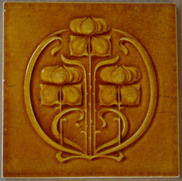 Antique Boote - Art Nouveau Majolica Tile C1900