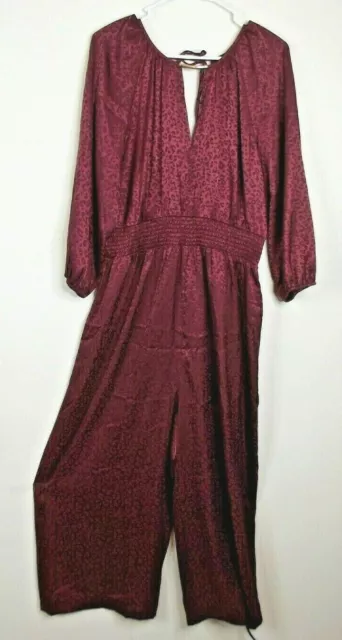 NWT Marc New York Andrew Mark Burgundy Leopard Jumpsuit - Size Large $109 Retail