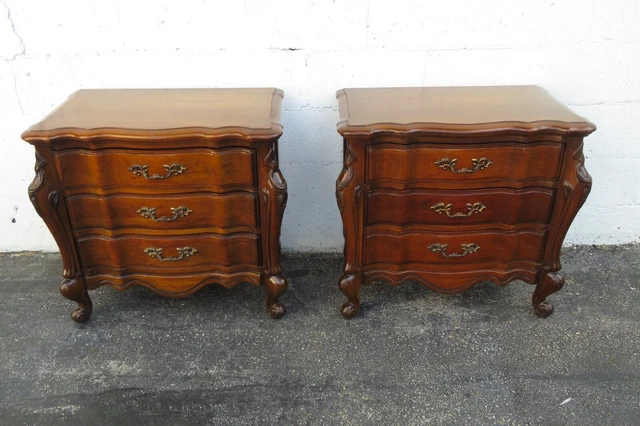 Stanford French Large Solid Cherry Nightstands Bedside End Tables a Pair 3988