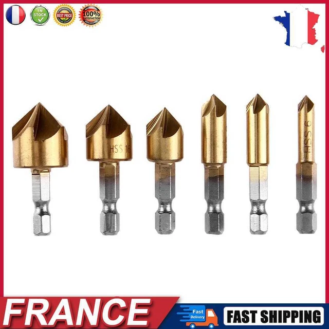 6pcs HSS Chamfer Drill Bit Hex Shank 90 Degree 6mm-19mm Countersink Chamfer fr