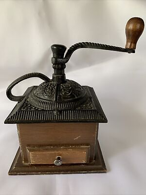 Antique Coffee Grinder, Wood & Cast Iron, Unsure Of The Age Or  Brand, Very Nice