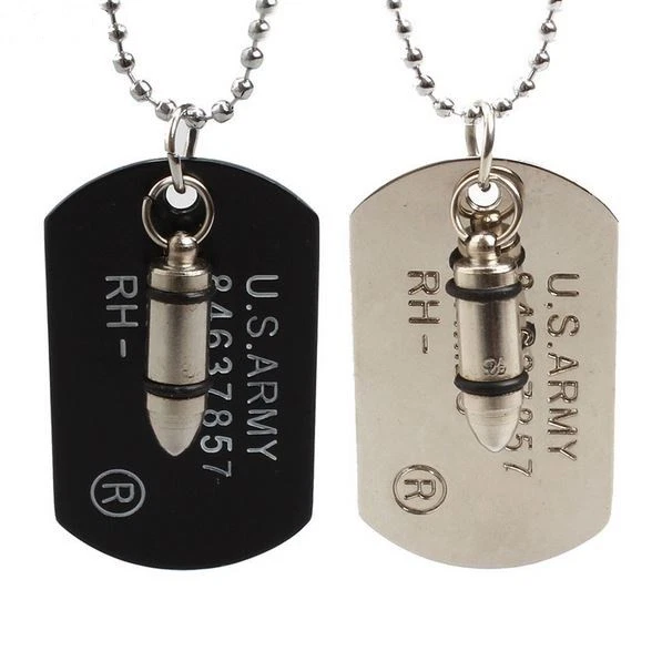 PAURO Herren Edelstahl Halskette - Militär Hundemarke Anhänger Matt Silber/Gold