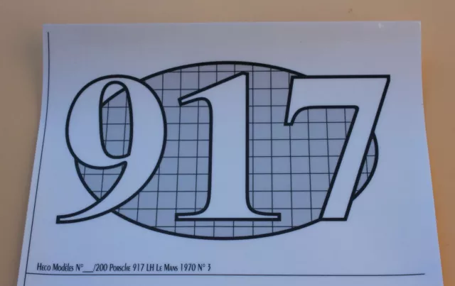 QPb Certificat autocollant PORSCHE 917 LH Le Mans 70 N°3 pour socle Heco 1/43