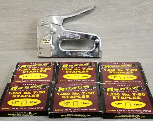 Vintage Arrow Foster Staple Gun And Lot Of 6 Boxes T-50 1/2" 7,500 Staples