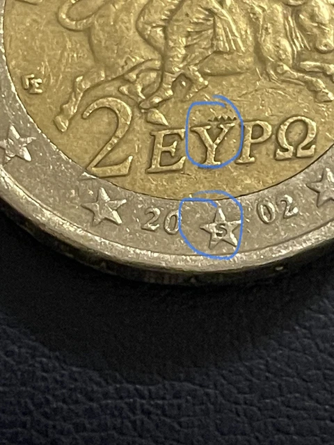 2 EURO MÜNZE Griechenland 2002 mit "S" Fehlprägung Selten £554.96