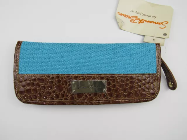 New Samantha Brown Blue Passport Travel Wallet Faux Crocodile Embossed Organizer