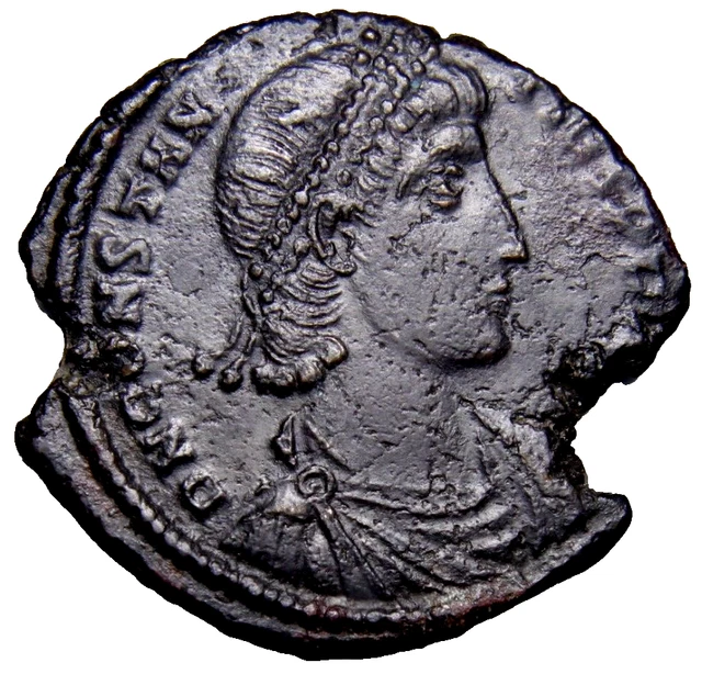 CERTIFIED Authentic Ancient Roman Coin Sharp Portrait Constantius II Spearing