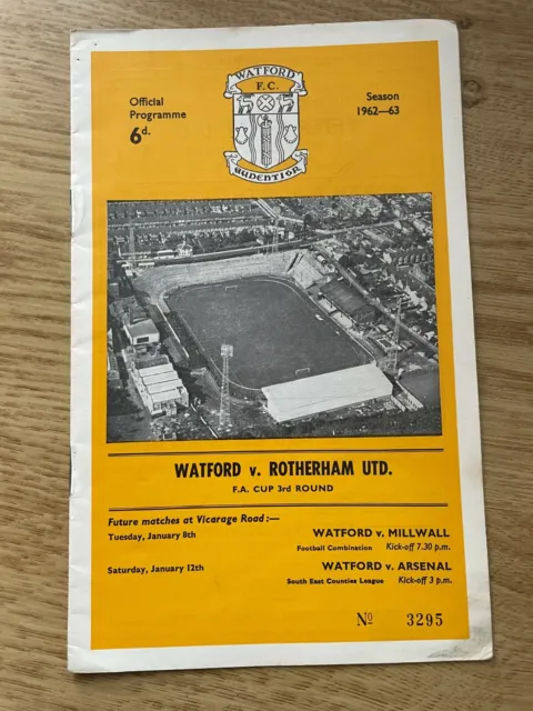 Watford v Rotherham Utd. - Football Programme - 1962/63 - FA Cup