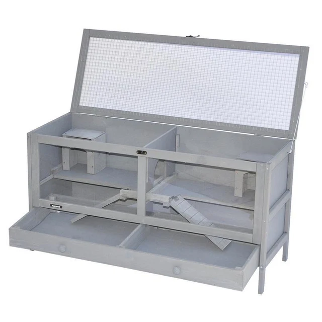 nanook Hamsterkäfig Mäusekäfig Kleintierkäfig Holz 92 x 38 x 48 cm grau