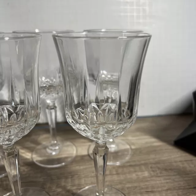 Vintage Luminarc USA Crystal Water Goblets/ Wine Glasses Set of 4 + 2 Read 6 7/8 2