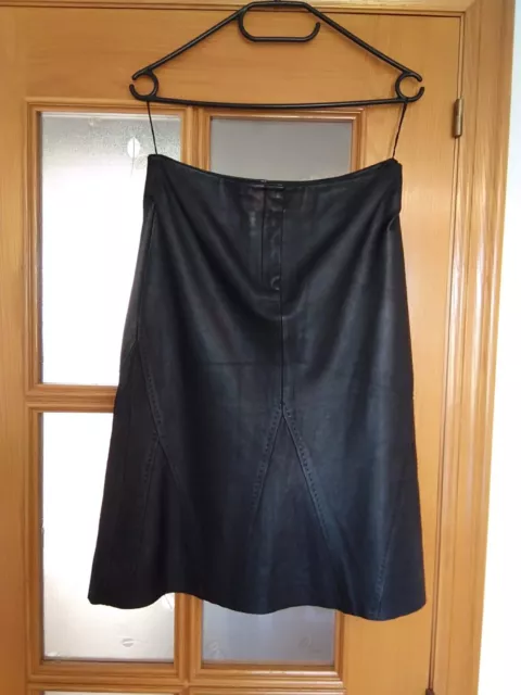 MNG Falda de mujer de cuero negro real con forro de acetato S EU 36 D 34 USA 4