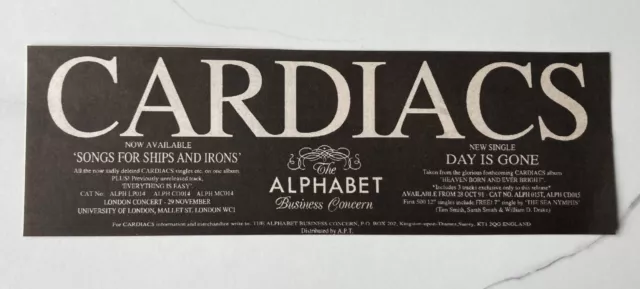 Cardiacs Songs For Ships & Irons  1991 Small Vintage Advert 10" X 3" Nme Sounds