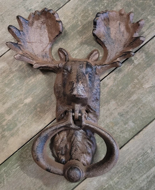 HUGE Cast Iron Antique Victorian Style MOOSE Door Knocker USA Man Cave