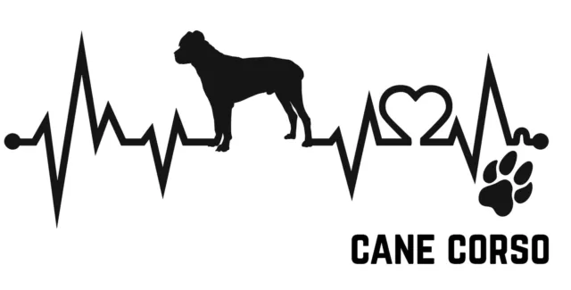 Autoaufkleber / Sticker /  Innen und Außen Herzschlag Liebe Hund Cane Corso 02