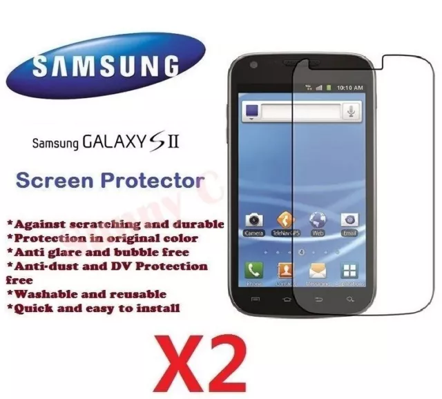 New Samsung Galaxy S2 II i9200 LCD Screen Protector Crystal Ultra Clear Film X 2