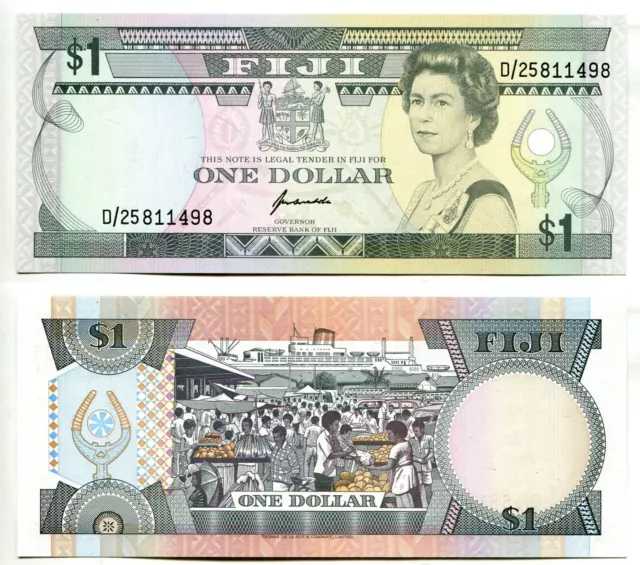 1 Dollar  Fiji / Fidschi ND(1993)  Signatur Kuabuabola,  unc  P.89a