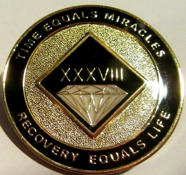 Narcóticos Anónimos NA NEGRO 38 Años Medallón Chip Moneda Token Sobriedad Sobriedad