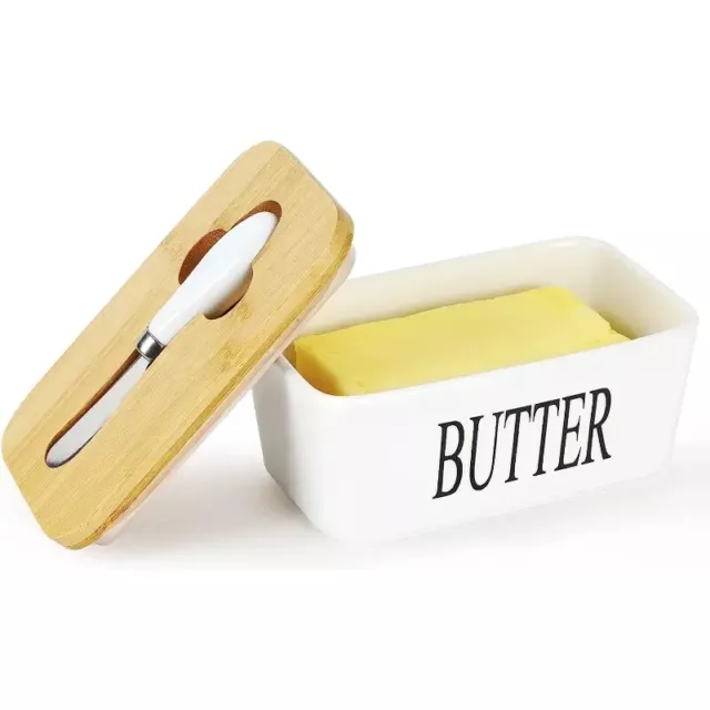 butter dish with lid and knife