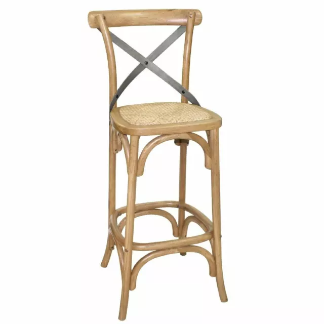 Bolero Wooden Bar Stool with Backrest Oak Frame in Natural Finish 1100x450x470mm