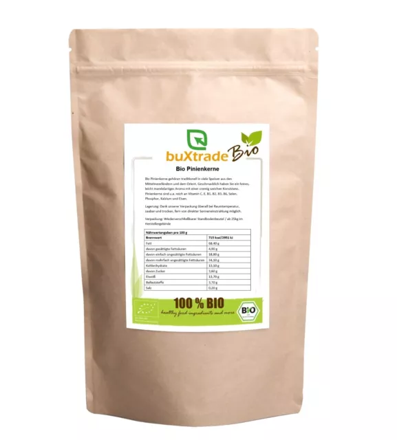 2x 500 g | Bio Pinienkerne | Grade A1 | verfeinern pflanzlich fein & aromatisch