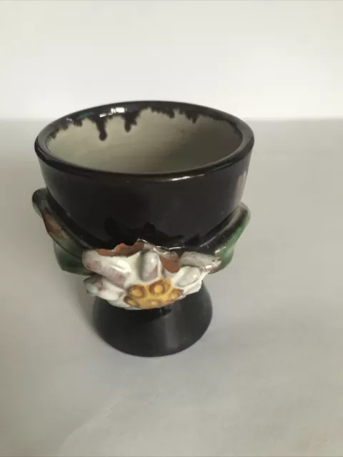 Vintage Ceramic  Dark Glazed Egg Cup (damage). 3