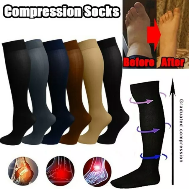 A Pair Men Women's Compression Socks Pain Relief Leg Foot Calf Support Stockings