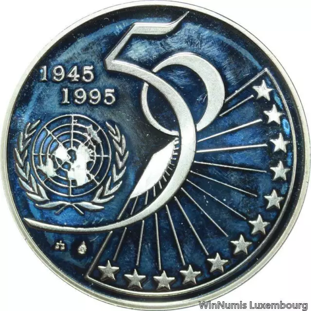 D0063 Belgium 50 ans ONU 5 Ecu Albert II 1945-1995 Silver Proof ->Make Offer