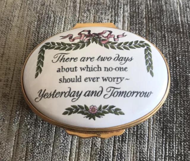 Bilston & Battersea Halcyon Days Enamel Box - Yesterday & Tomorrow