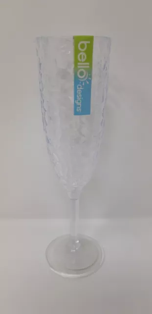 6 x Clear Dimple Effect Plastic Champagne Prosecco Glasses 20.5cm Drinks Party