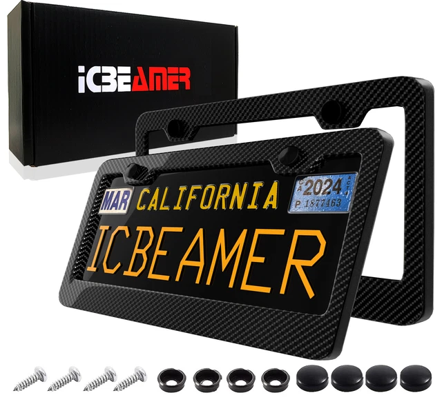 JDM 2 pc 100% REAL CARBON FIBER LICENSE PLATE FRAME HOLDER COVER FRONT/REAR L64
