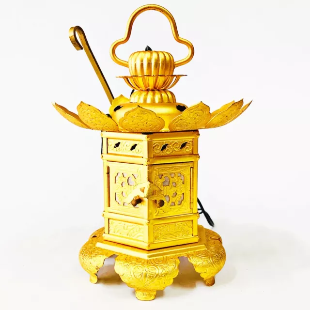 Japanese Hanging Golden Tsuridoro Lantern Lamp Buddhist Temple Craft Garden JAP