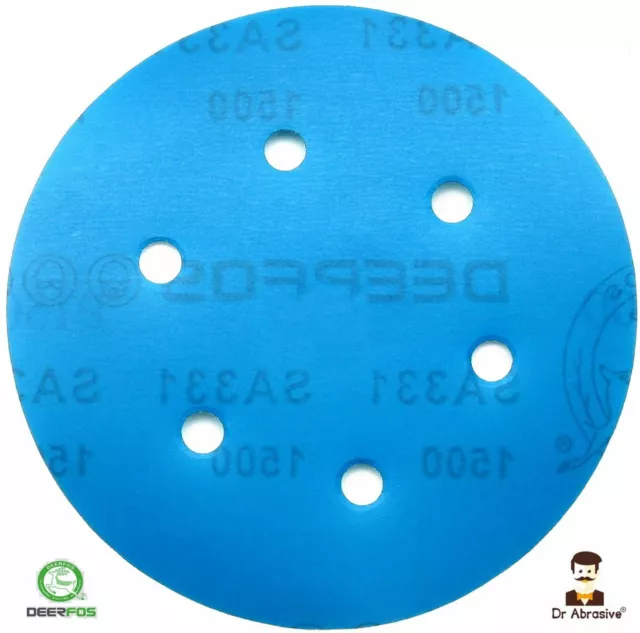 150 mm disques de ponçage humides et secs papier de verre 6 pouces tampon crochet et boucle 6 trous grain 40-2500 3